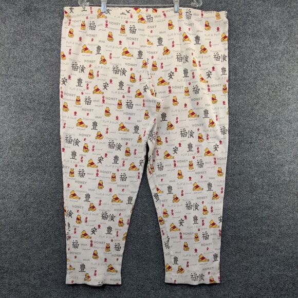 Winnie The Pooh Womens All Over Print Waffle Knit Lounge Pajama Pants White L/XL - Picture 6 of 13